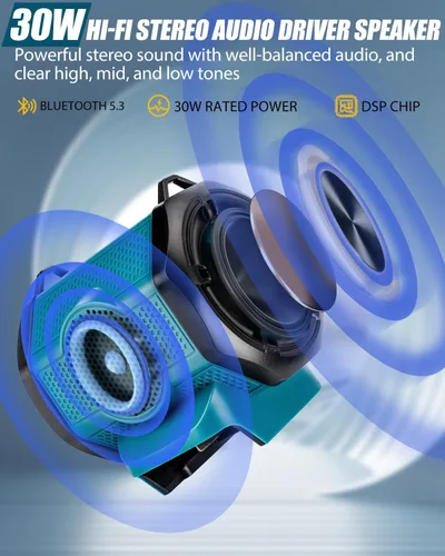 Miniatura 3 de Taingwei Altavoz Bluetooth para batería Makita LXT de 18 V, altavoz pequeño inalámbrico de 30 W para lugares de trabajo, hogar y fiesta