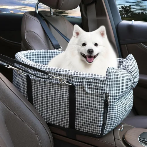 Miniatura 9 de Asiento de coche para perros pequeños, consola central portátil ajustable, asiento de auto para perro, asiento de auto extraíble para gatos, asiento