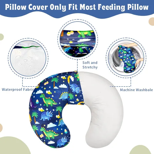 Miniatura 5 de Hooyax Funda de almohada de lactancia impermeable para bebé, fundas elásticas para almohadas de lactancia materna, adorable funda de almohada