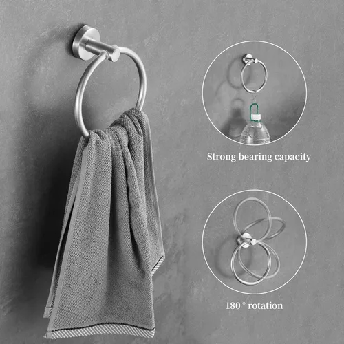 Miniatura 5 de Juego de accesorios de baño de níquel cepillado, juego de toallero de 24 pulgadas, juego de 10 accesorios de baño, incluye 2 paquetes de toallero