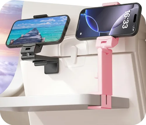 Miniatura 10 de Perilogics Soporte de Montaje para Teléfono de Avión Universal en Vuelo Visualización Manos Libres con Rotación Dual Multidireccional de 360 Grados