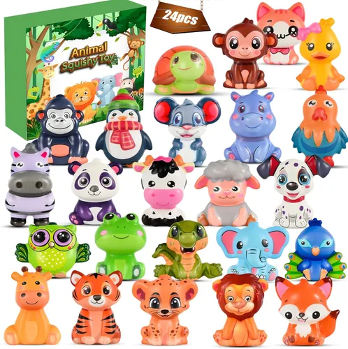 24 piezas de recuerdos de fiesta para niños, juguetes blanditos de animales, rellenos para piñata en bolsas de golosinas, decoraciones de cumpleaños