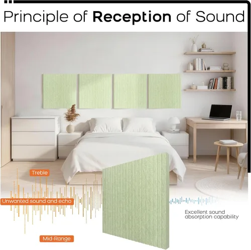 Miniatura 5 de BUBOS Paneles acústicos de pared, paquete de 2 paneles decorativos insonorizados de 23.6 x 23.6 x 2 pulgadas, decoración de pared con reducción