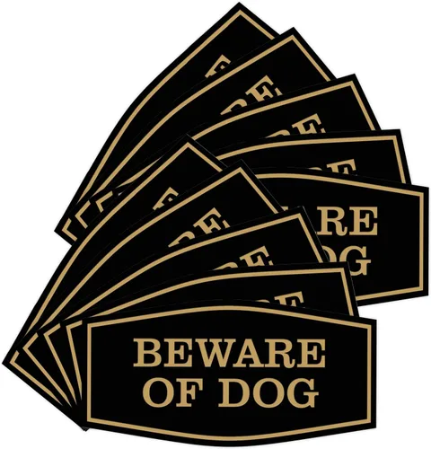 Miniatura 12 de All Quality Fancy Beware of Dog Letrero Material duradero Señales de seguridad para el hogar Fácil de instalar (negro/oro), mediano, 1 paquete