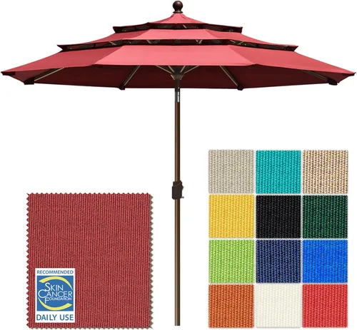 Miniatura 58 de EliteShade USA Sombrilla de Mercado de 10 Años Sin Decoloración de 9 Pies 3 Niveles Sombrilla de Patio Sombrilla de Mesa para Exteriores con Beige