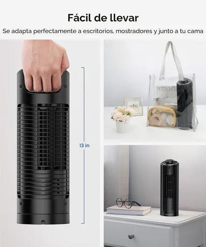 Miniatura 4 de Abolee Ventilador de torre, ventilador de escritorio de 23 pies/s, ventilador de mesa oscilante de 70° para dormitorio, ventilador de mesa de pie
