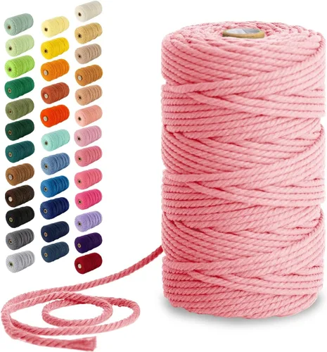 Miniatura 81 de Nook Theory - Cuerda de macramé de 3 mm, 220 yardas de cuerda de algodón, hilo de 4 mm y 5 mm, cuerda para manualidades, perfecta para colgantes