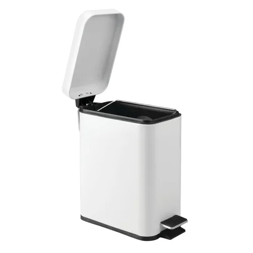 Miniatura 7 de mDesign - Cubo de basura rectangular de acero, pequeño, de pedal, 5 litros, para baño, tocador, recámara, cocina, sala de manualidades, oficina