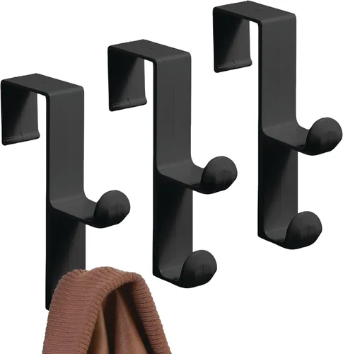 Miniatura 3 de InterDesign Gancho organizador para colgar sobre la puerta para abrigos, sombreros, batas, ropa o toallas, gancho doble, transparente