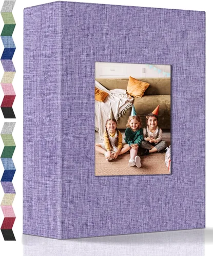 Miniatura 10 de Álbum de fotos popotop 4x6 - 100 fotos, libros de fotos con 100 bolsillos verticales, álbumes con cubierta de lino para fotos familiares, de boda