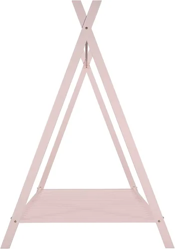 Miniatura 4 de SOFTSEA Base de cama baja triangular de metal individual con tablillas, marco de cama individual para niños (rosa)