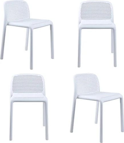 Miniatura 11 de CozyBlock Punch - Silla de comedor apilable perforada para interior y exterior, juego de 4 (azul turquesa)