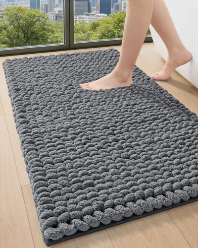 Miniatura 17 de DEXI Alfombrillas de baño para el baño 16x24, alfombra de baño antideslizante lavable, alfombrilla de baño de chenilla gruesa y suave absorbente