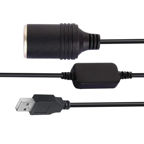 Miniatura 2 de Adaptador de enchufe USB, macho A a enchufe de encendedor de cigarrillos de coche hembra 12V, cable convertidor de potencia, adaptador de encendedor