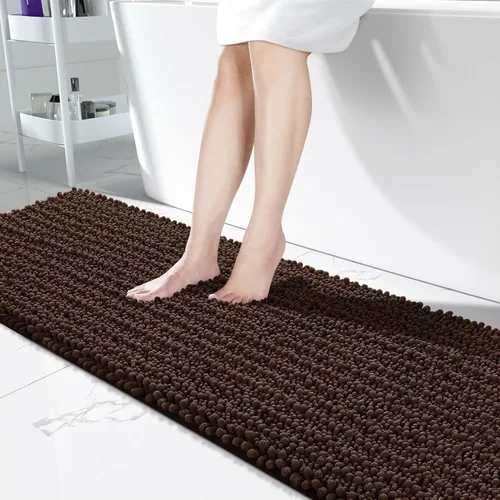 Miniatura 45 de Yimobra Alfombras de Baño Antideslizantes Lavables - Alfombra de Baño de Chenilla Ultra Suave Absorbente, Alfombra Peluda de Secado Rápido para Negro