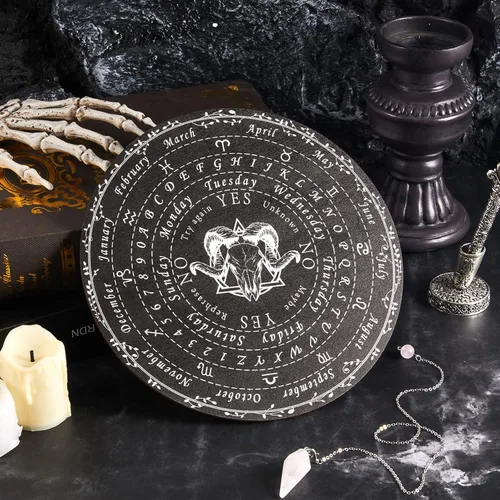 Miniatura 8 de Threan Tabla de adivinación de péndulo para radiestesia con conjunto de amatista, tabla de hablar de espíritu de madera, mensaje metafísico, collar