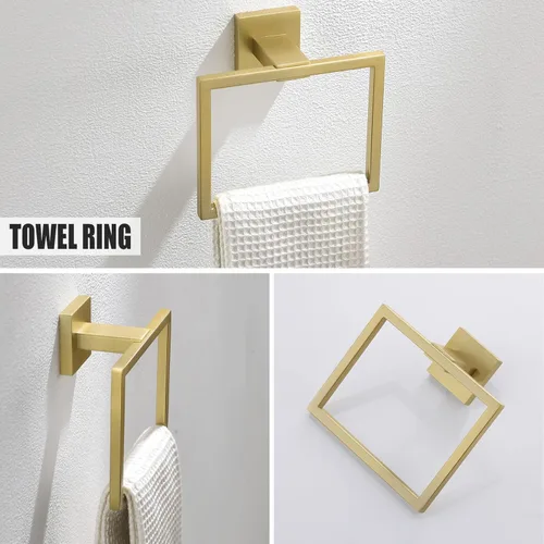 Miniatura 3 de YACVCL Juego de 5 piezas de accesorios de baño de oro cepillado, juego de toalleros de baño de acero inoxidable SUS304 de 23.6 pulgadas, accesorios