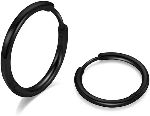 Aretes de aro Huggie para mujeres y hombres, acero inoxidable quirúrgico 316L, 0.236 in, 0.315 in, 0.394 in, para hombre, aretes de aro para