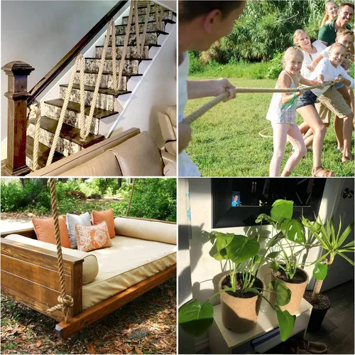 Miniatura 8 de Cuerda de yute de 1 pulgada y 25 pies, cuerda de yute resistente, cuerda de cáñamo natural, cuerda de cáñamo trenzada para manualidades, jardinería