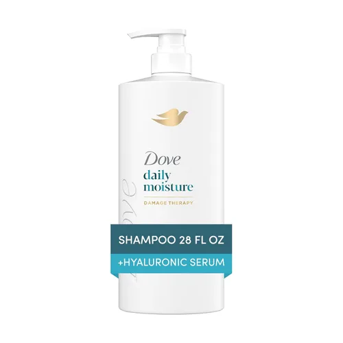 Miniatura 3 de Dove Damage Therapy Champú de humedad diaria para cabello seco con tecnología de cuidado de bio-proteínas y suero hialurónico, 28 onzas líquidas