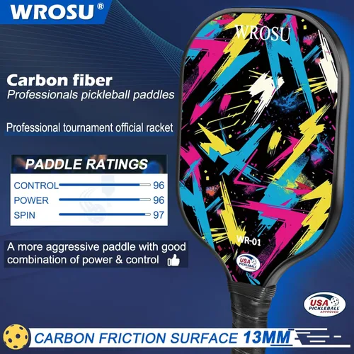 Miniatura 2 de Carbon Fiber Pickleball Paddles Set of 4 or 2 Rackets,USAPA Approved Pickleballs Equipment with Balls,Bag,Accessories,Carbon Fiber T300 Lightweight