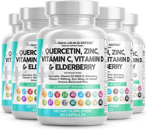 Clean Nutraceuticals Quercetina, Zinc, Vitamina C, Vitamina D, Bromelina, Saúco - Suplemento de Apoyo Inmunológico Pulmonar para Adultos con