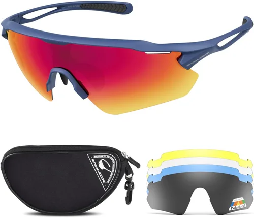 Miniatura 21 de Gafas de ciclismo, lentes deportivos polarizados con marco irrompible TR90, anti-UV400 A #GunGrey-Grey a base de lentes REVO IceBlue