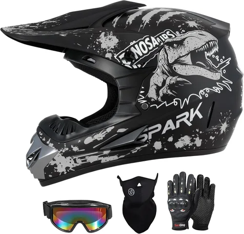 Miniatura 9 de SPARK Youth Kids Dirt Bike Helmets - Lightweight & Vented, Full Face, 4Pcs Set with Gloves, Goggles & Mask for Ages 5-14 (Motocross ATV Off-Road)