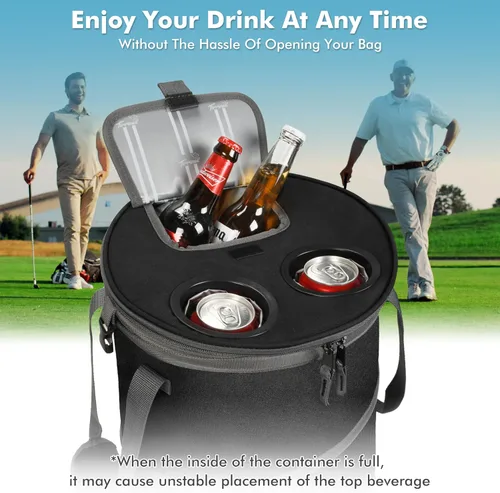 Miniatura 3 de Tirrinia Hielera grande emergente, hielera plegable aislada con mesa plana para bebidas, enfriador redondo ligero y portátil para viajes, pesca