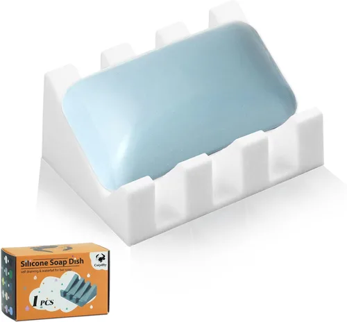 Miniatura 13 de Jabonera Autodrenante con Soporte, Jabonera de Silicona, para Baño, Cocina, Esponjas, Puede Extender la Vida del Jabón, Mantiene las Barras de Jabón