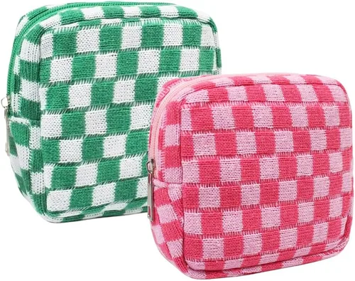 Miniatura 13 de 2 mini bolsas de maquillaje, pequeñas bolsas de maquillaje para bolso, bolsa de cosméticos con bolsillos deslizantes, pequeña bolsa de aseo de viaje