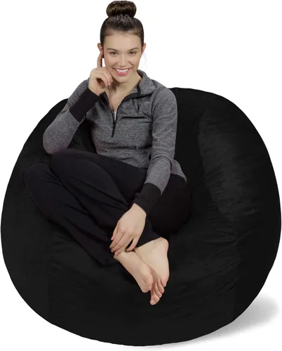 Miniatura 55 de Sofa Sack Funda para silla puff solamente, sin relleno, cómoda funda de repuesto para silla redonda, 5 pies, color carbón Carbón - Solo funda