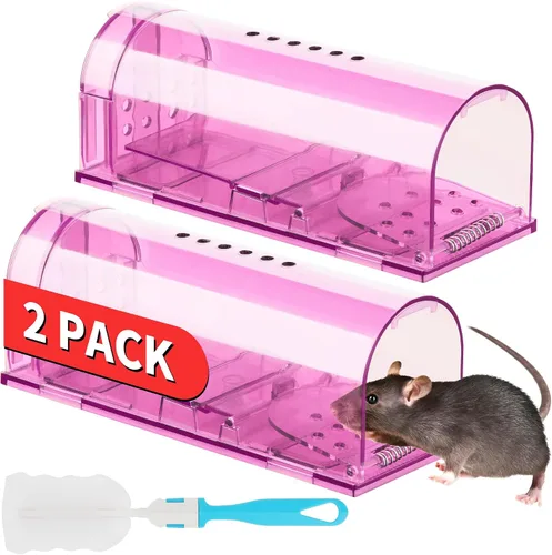 LULUCATCH Trampas humanas para ratones, paquete de 2 trampas para ratones vivos, trampas para ratones de liberación de captura para interiores para