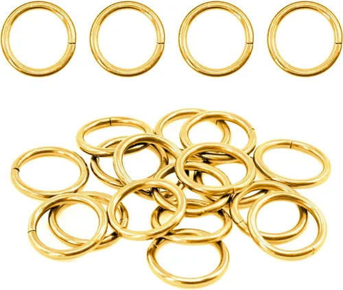 Miniatura 22 de Swpeet 60 anillos de metal multiusos de bronce resistentes de 5/4 de pulgada a 1.260 in para bolsas de hardware, anillos de mano, accesorios
