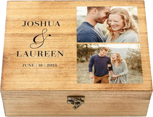 Miniatura 22 de Let's Make Memories Caja de recuerdos de madera personalizada con tapa con bisagras, caja de recuerdos de madera, almacenamiento decorativo