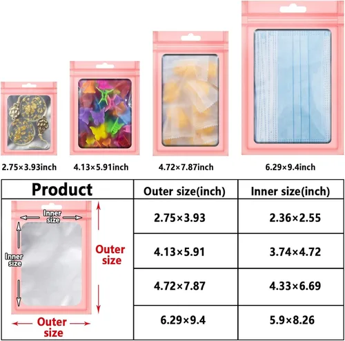 Miniatura 2 de YOTOZU 2.72 x 3.93 pulgadas, 100 bolsas holográficas de Mylar con cremallera, bolsa de almacenamiento de alimentos, bolsa de aluminio Mylar a prueba