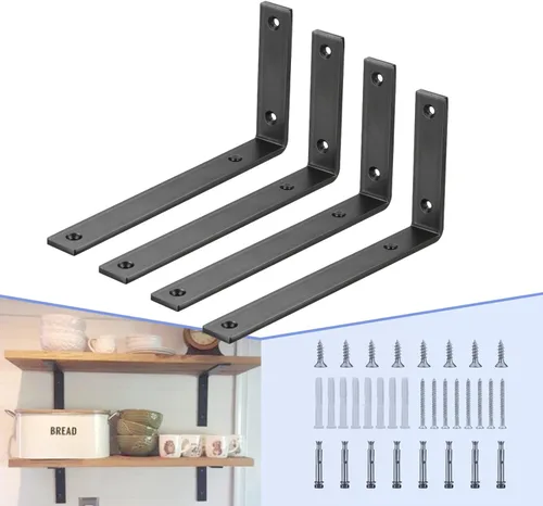 Miniatura 10 de CLT Soporte de Estante Negro, 12" X 5" Un Cuarto de Pulgada (1/4") de Grosor - Carga Máxima: 440 lb Rústico Industrial Moderno Granja Resistente