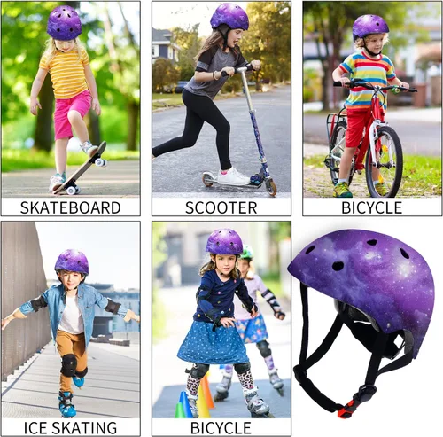 Miniatura 8 de Casco de bicicleta ajustable con gradiente de color para niños pequeños de 3-5-8-14+ años, niñas y niños. Casco para monopatín y bicicleta