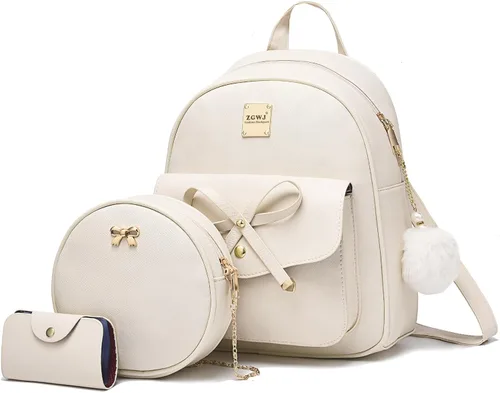 ZGWJ Mini mochila de cuero con moño, mochila pequeña, linda mochila casual de viaje para niñas y mujeres, M, Mochilas tipo mochila