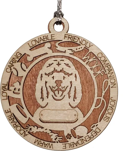 Miniatura 45 de Adorno de Navidad personalizado de madera para perro de 3 pulgadas, nombre y texto personalizables, hecho a mano en Estados Unidos, diseño de corte