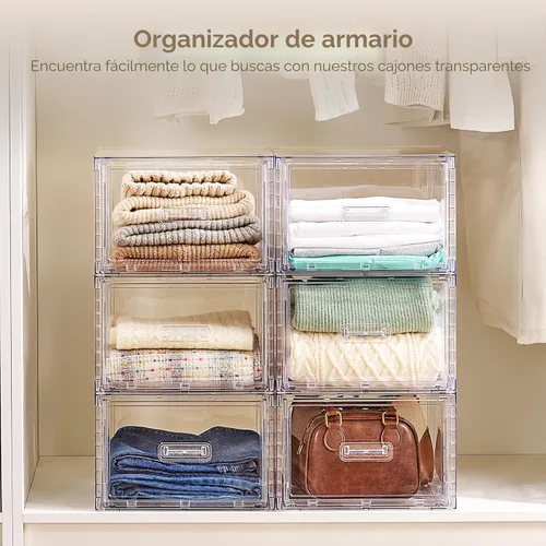 Miniatura 5 de Vtopmart - Paquete de 4 unidades de cajones de almacenamiento apilables transparentes de 18QT, organizadores de armario de fácil montaje