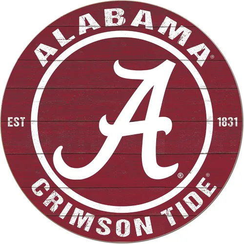 KH Sports Fan Letrero circular de color Alabama Crimson Tide, 20 x 20 pulgadas, decoración para dormitorio, cueva de abanicos, sala de estar;