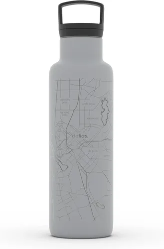 Miniatura 165 de Well Told Botella de agua aislada con mapa de Washington DC grabado, botella de acero inoxidable grabada (21 onzas, blanco) botella aislada de mapa