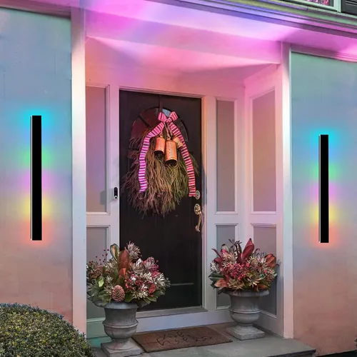 Miniatura 32 de Paquete de 2 luces de pared para exteriores de 39 pulgadas, montaje en pared, aplique moderno para exteriores, iluminación exterior lineal larga LED