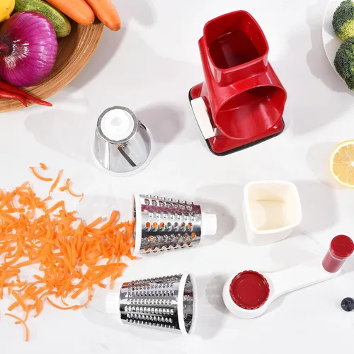 Miniatura 8 de Rallador de queso rotativo con mango Rallador de cocina Picador Rallador Rebanadora de hielo Rallador de queso de verduras Nueces Papa Calabacín