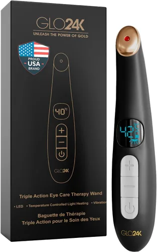 Miniatura 9 de GLO24K Varita de Terapia de Belleza 6-EN-1 para la Cara, Ojos y Cuello. Basada en Tecnología de Luz LED Dual, Térmica, Vibración y Microcorriente.