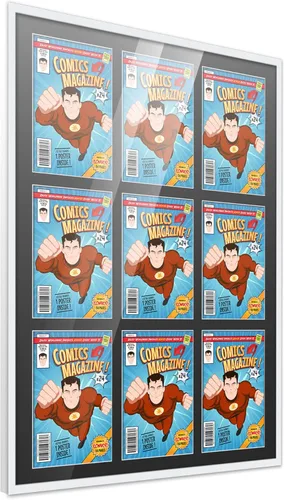Miniatura 134 de Poster Palooza Marco de cómic con paspartú para 1 cómic de la Edad de Bronce publicado entre 1970 y 1985, marco de cómic negro para cómic de 7.25 x