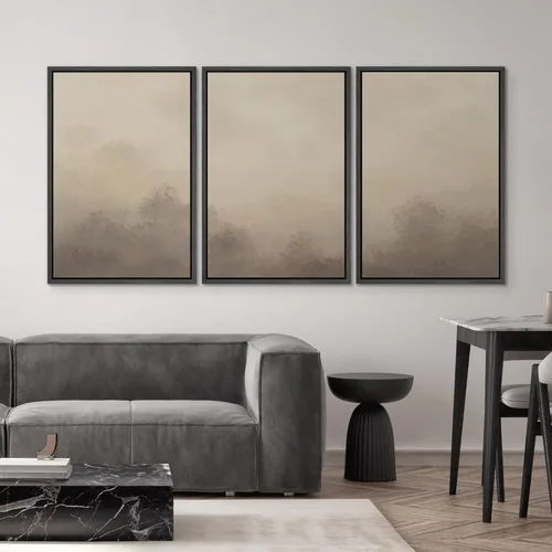 Miniatura 626 de SIGNWIN Lienzo enmarcado para pared, arte con pinceladas de flujo neutro en tonos beige abstractos, ilustraciones, arte moderno, decorativo