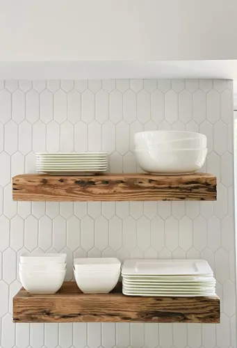 Miniatura 3 de Estantería de pared flotante de madera recuperada de Modern Timber Craft Madera rústica sólida de granero americano con soportes de estante