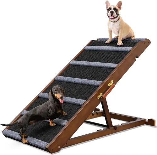 Miniatura 10 de Dog Ramp for Bed - Extra Large, 18'' Wide, Gentle Slope Folding Pet Ramps for Small Large Senior Dogs to Get on High Couches & Cars, Non-Slip Rubber